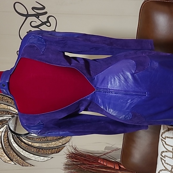Vintage Michael Hoban dreamy, butter soft PURPLE suede/leather backless dress - Picture 3 of 11